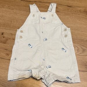 Kids Beige Overalls with Blue Accents